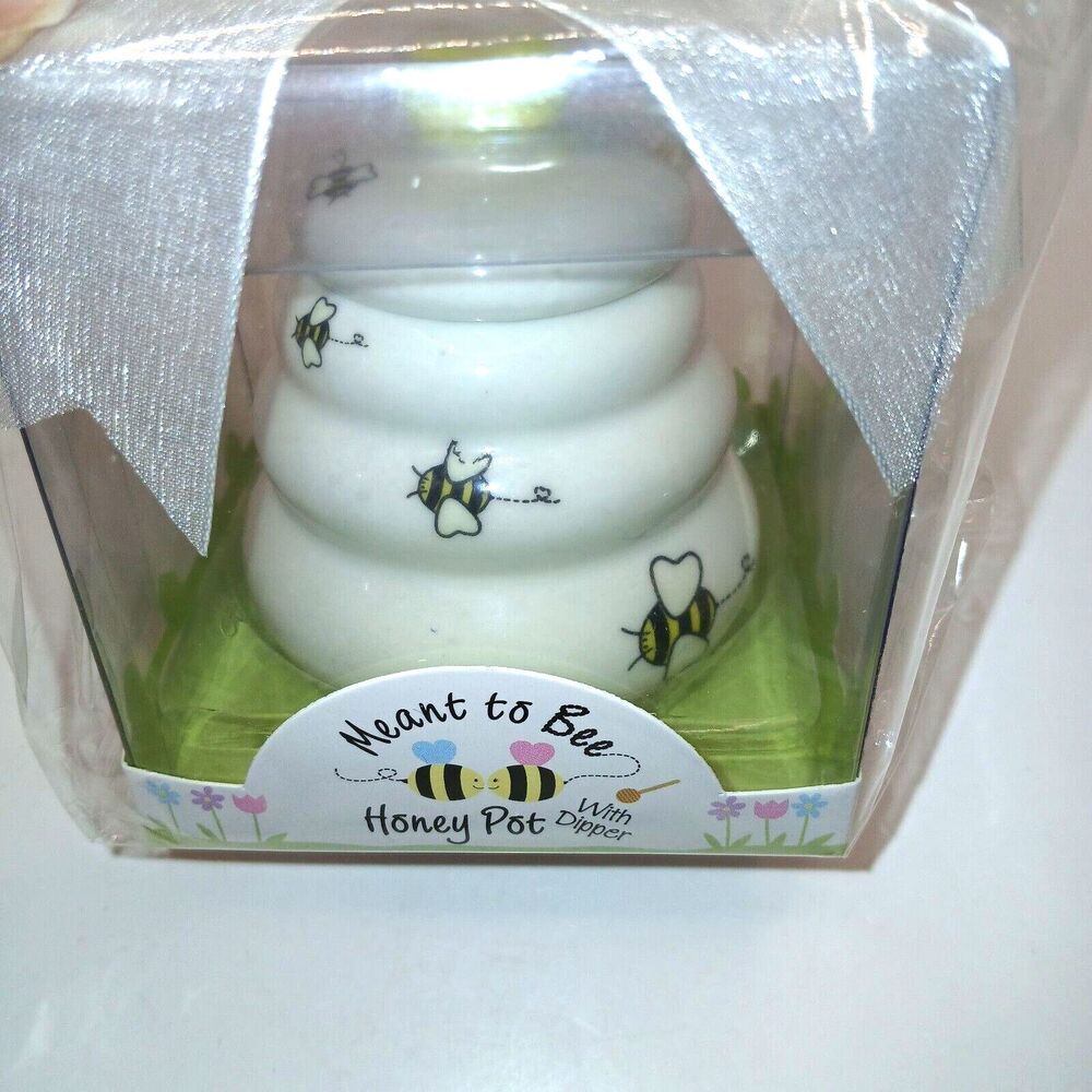 Kate Aspen Meant To Bee Small Honey Pot With Dipper Sealed New in Package w/ Bow